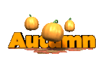 Animated image of pumpkins bouncing around the word "autumn".