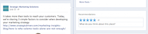 Screen capture of Facebook page showing blue star rating system to illustrate how Facebook provides opportunities for feedback on business pages.